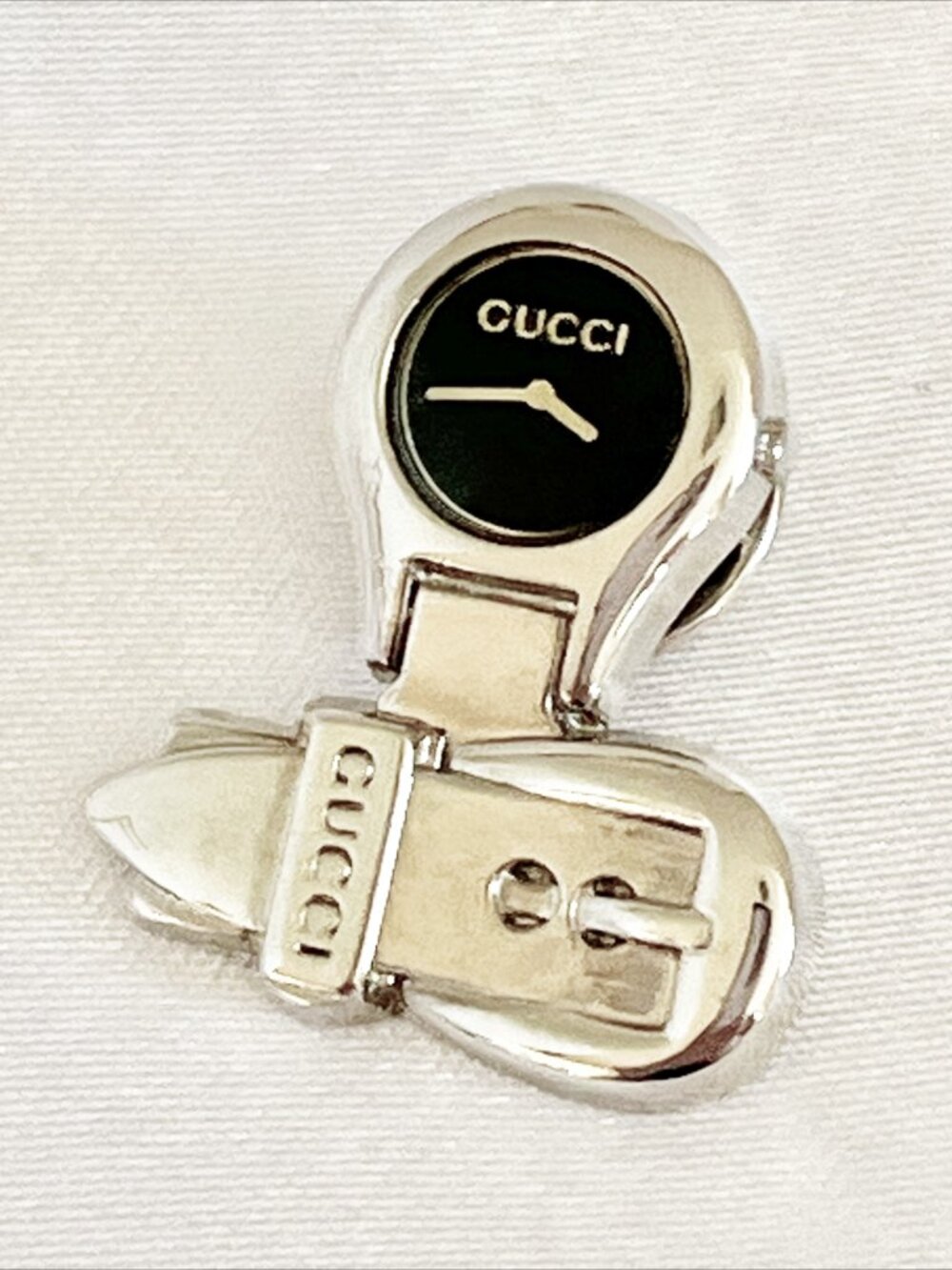 GUCCI Vintage 6700L Lapel Pin Brooch Silvertone Stamped 1990s RARE - Picture 10 of 12